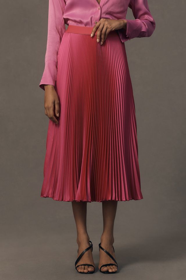 By Anthropologie Satin Pleated Midi Skirt #1