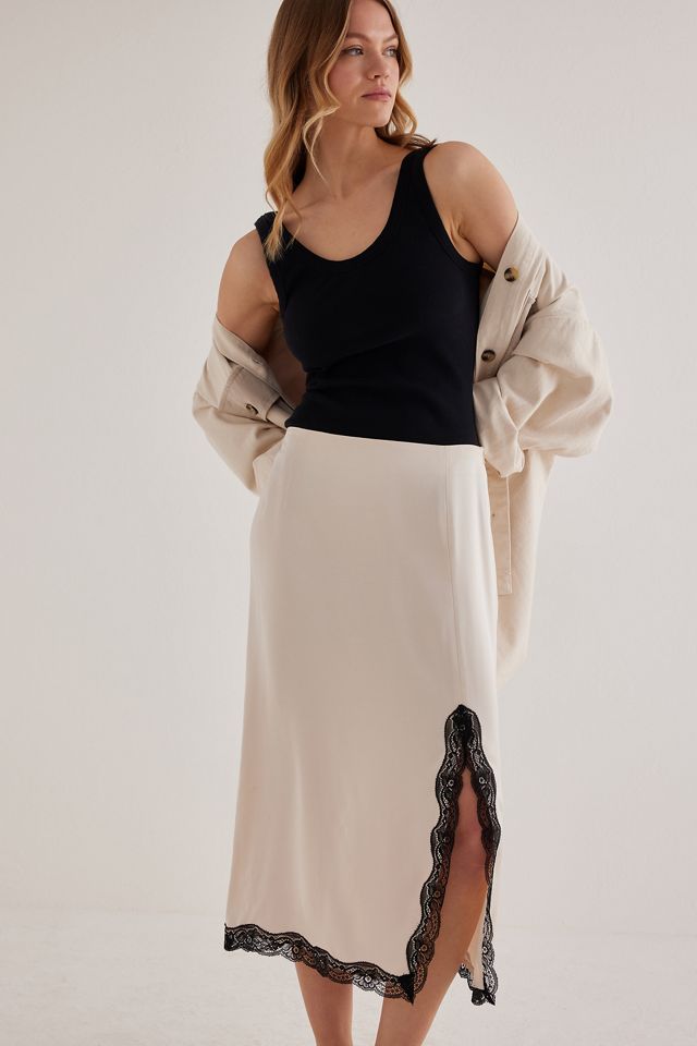 Satin Lace Midi Skirt #3