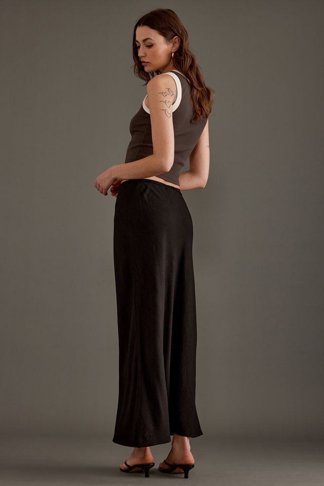 Linen-Blend Bias Maxi Skirt #3