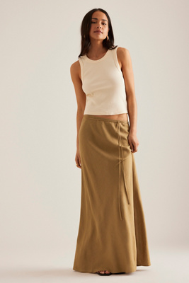 Linen-Blend Bias Maxi Skirt en taille: Uk 10 - By Anthropologie - Modalova