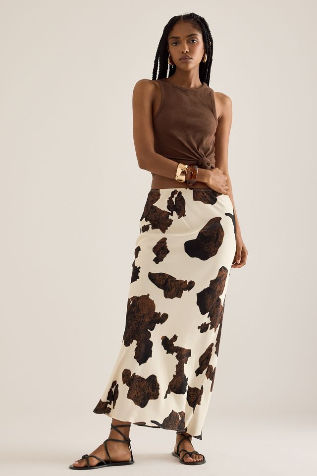By Anthropologie Cow Print Midi Skirt #1