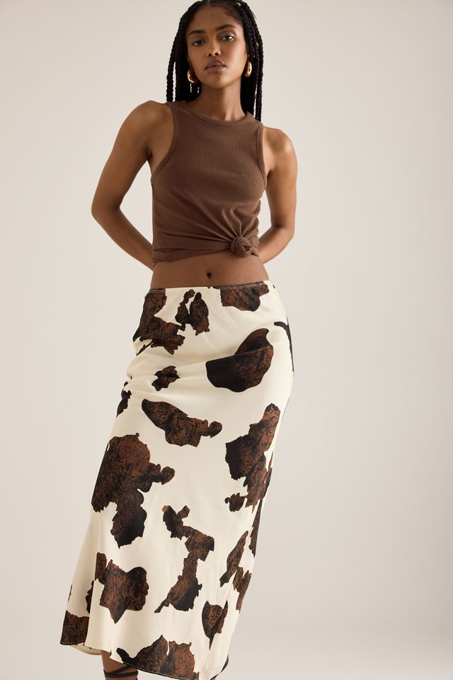 By Anthropologie Cow Print Midi Skirt #4