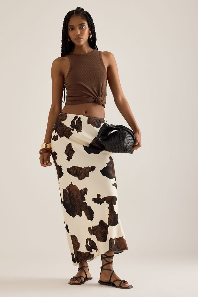 By Anthropologie Cow Print Midi Skirt #6