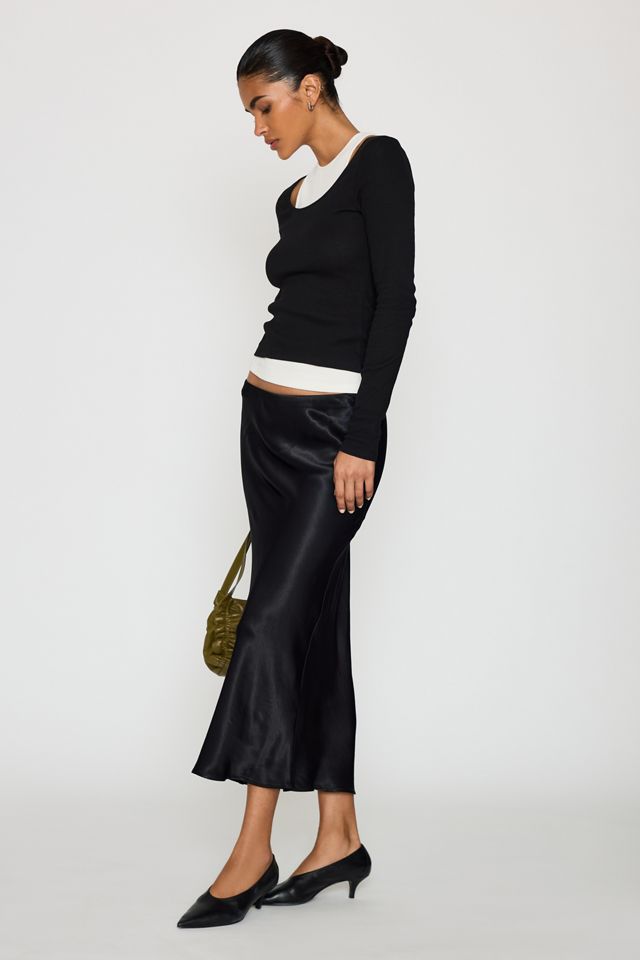 By Anthropologie Satin Bias Midi Slip Skirt #2