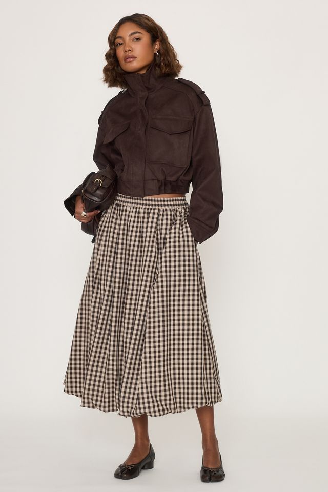 Jupe midi à ourlet bouffant en vichy By Anthropologie #2