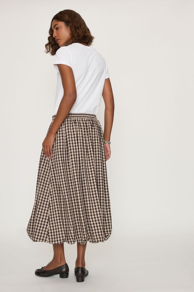 Jupe midi à ourlet bouffant en vichy By Anthropologie #4