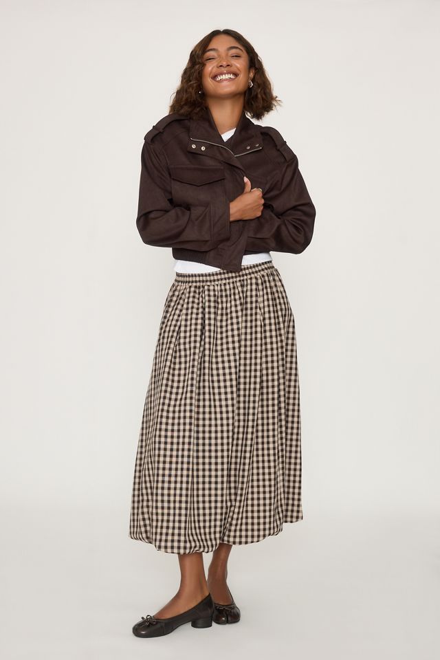 Jupe midi à ourlet bouffant en vichy By Anthropologie #5