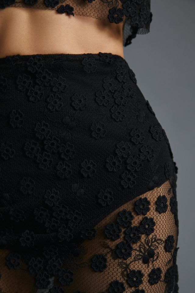 RUMER Rosella Sheer Appliqué Skirt #4