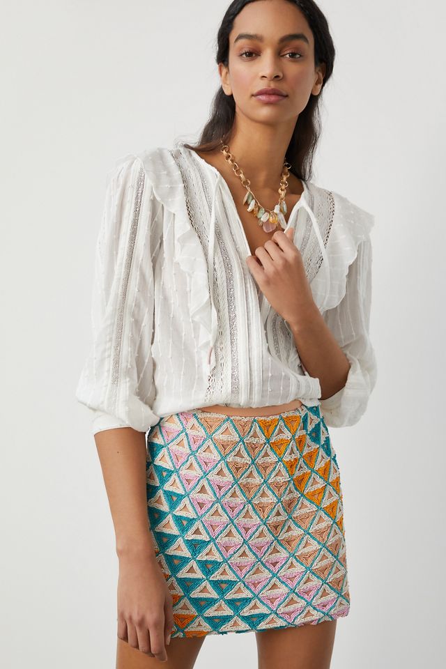 Slim Hand-Beaded Mini Skirt #3