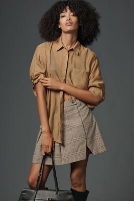 Walter Baker Sia Pleated Wrap Mini Skirt In Nude