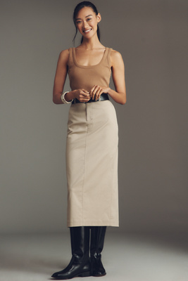 Ser.o.ya Majed Cotton Stretch Midi Skirt In Sand