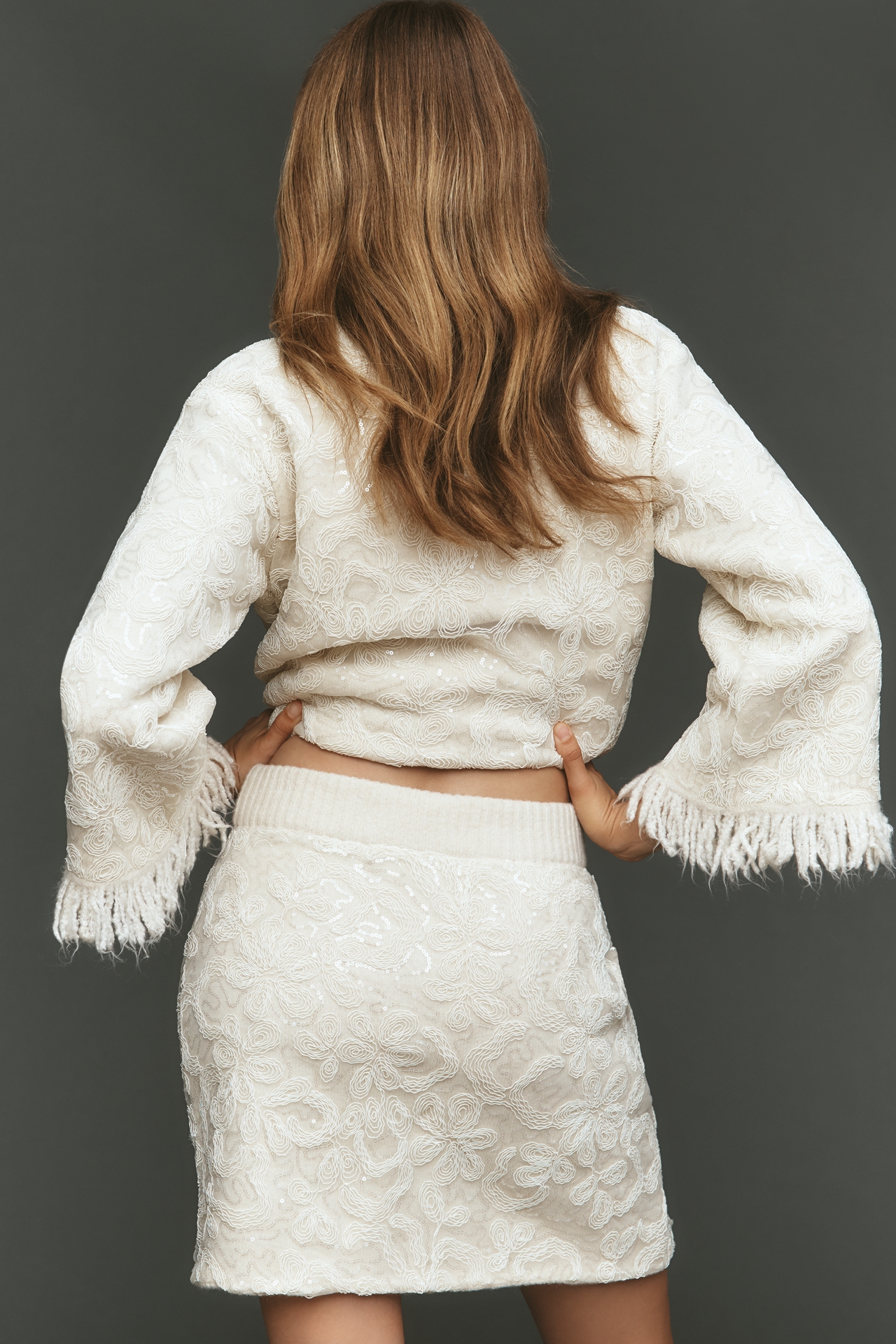 Maeve Sequin Tulle Overlay Sweater Mini Skirt