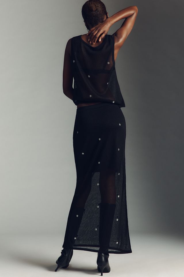 Pilcro Sheer Embellished Knit Slip Maxi Skirt #2