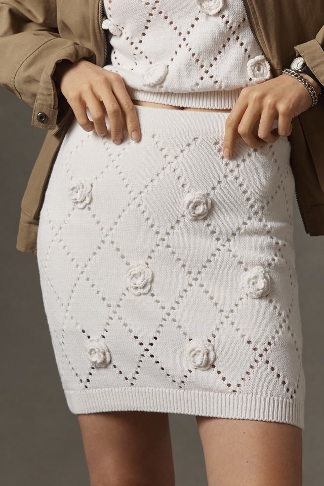 Maeve 3D Floral Knit Mini Skirt #1