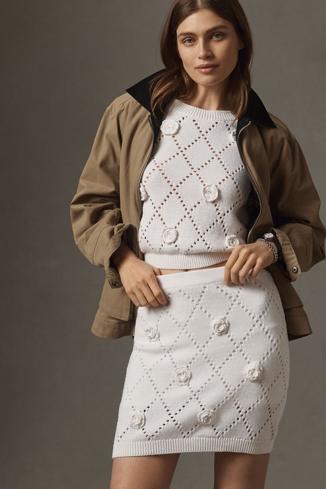 Maeve 3D Floral Knit Mini Skirt #2