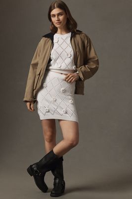 Maeve 3D Floral Knit Mini Skirt