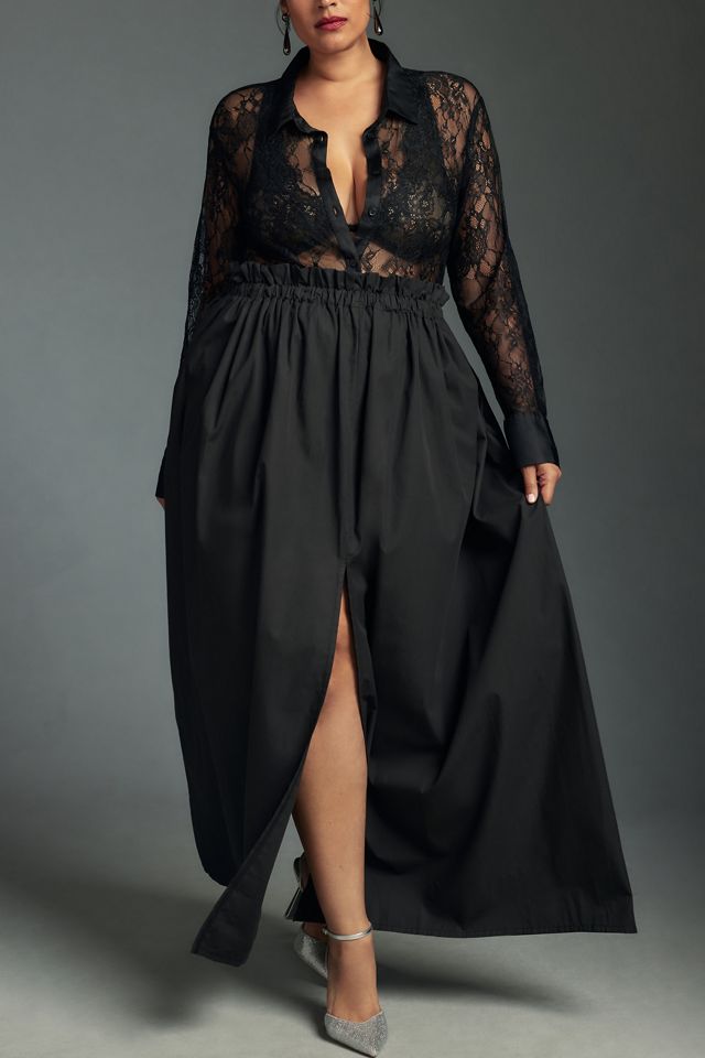 By Anthropologie Poplin Maxi Skirt #7