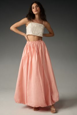 Shop Maeve Bubble Maxi Skirt In Pink