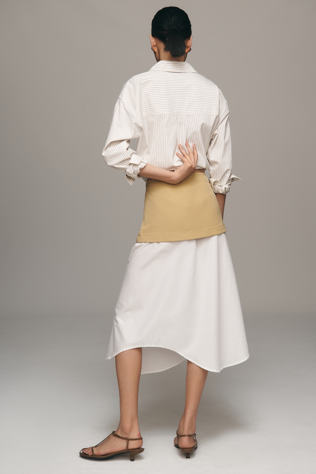 Maeve Layered Shirttail Midi Skirt