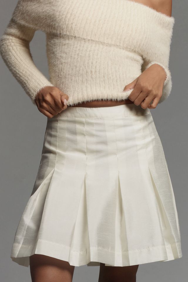 Maeve Pleated Taffeta Mini Skirt #1