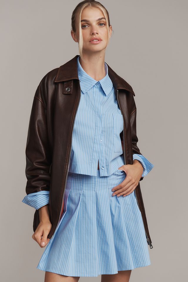 Maeve Stripe Pleated Mini Skirt #3