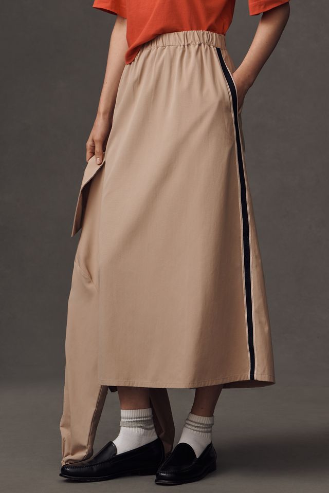 Maeve Sporty Side-Stripe Pull-On Midi Skirt #1