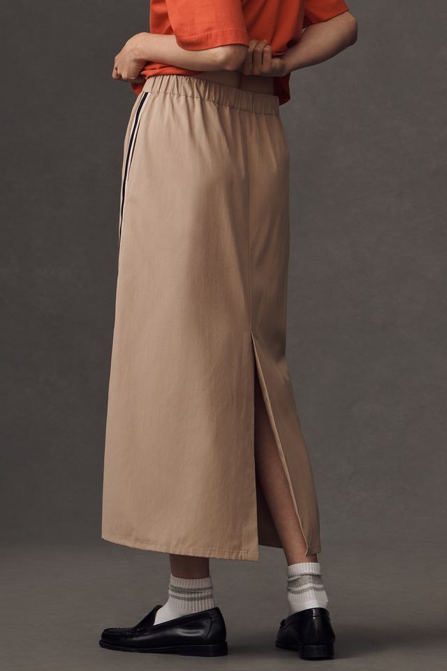 Maeve Sporty Side-Stripe Pull-On Midi Skirt #2