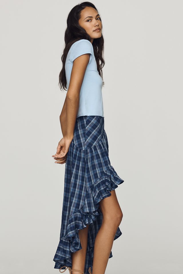 By Anthropologie Basque-Waist Ruffled High-Low Maxi Skirt #2