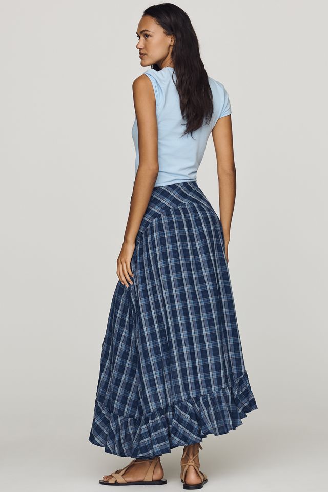By Anthropologie Basque-Waist Ruffled High-Low Maxi Skirt #3