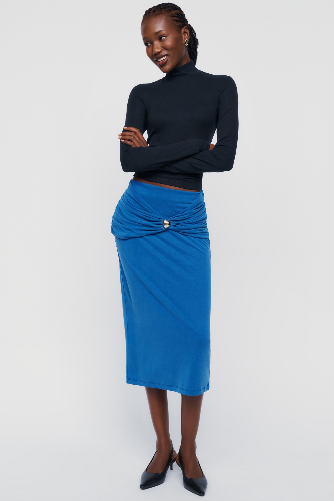 By Anthropologie Draped Midi Skirt