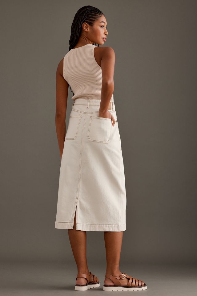Seventy + Mochi Elodie High-Waisted Denim Midi Skirt