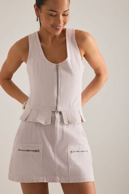 Seventy + Mochi Naya Zip-Pocket Denim Mini Skirt