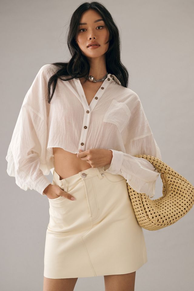Frame Le High & Tight Leather Skirt | Anthropologie