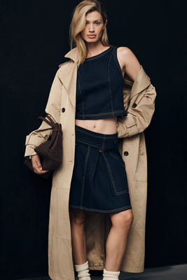 By Anthropologie Seamed Denim Mini Skirt