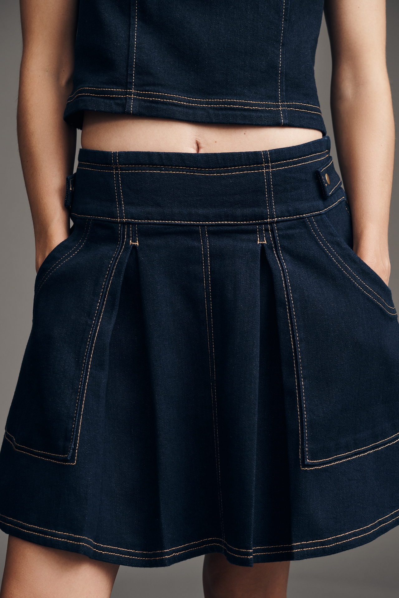 By Anthropologie Seamed Denim Mini Skirt