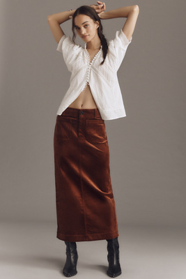 Maeve The Colette Corduroy Maxi Skirt By  In Red