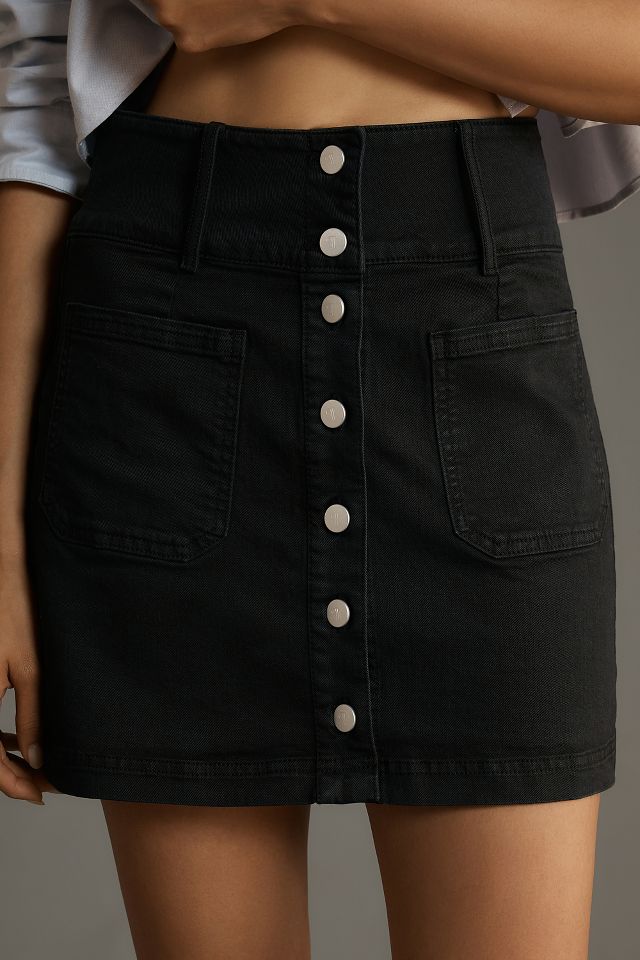 Pilcro Button-Front Denim Mini Skirt | Anthropologie