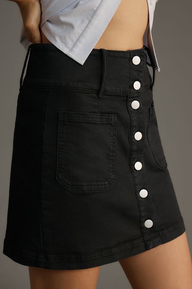 Pilcro Button-Front Denim Mini Skirt | Anthropologie