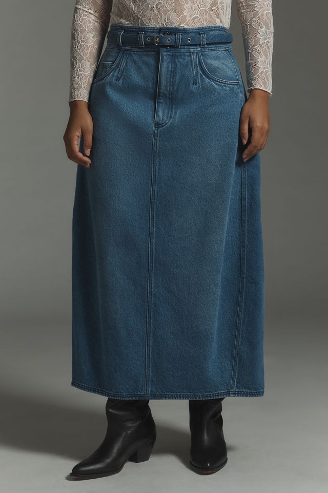 Pilcro Barrel Denim Midi Skirt | Anthropologie