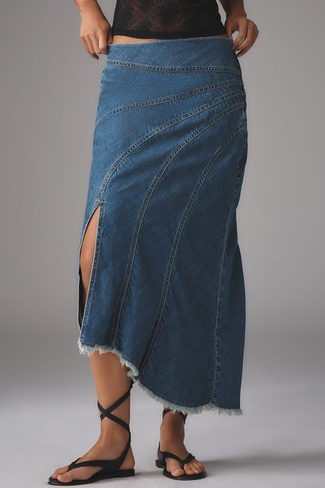 Pilcro Asymmetric Seamed Denim Midi Skirt #1