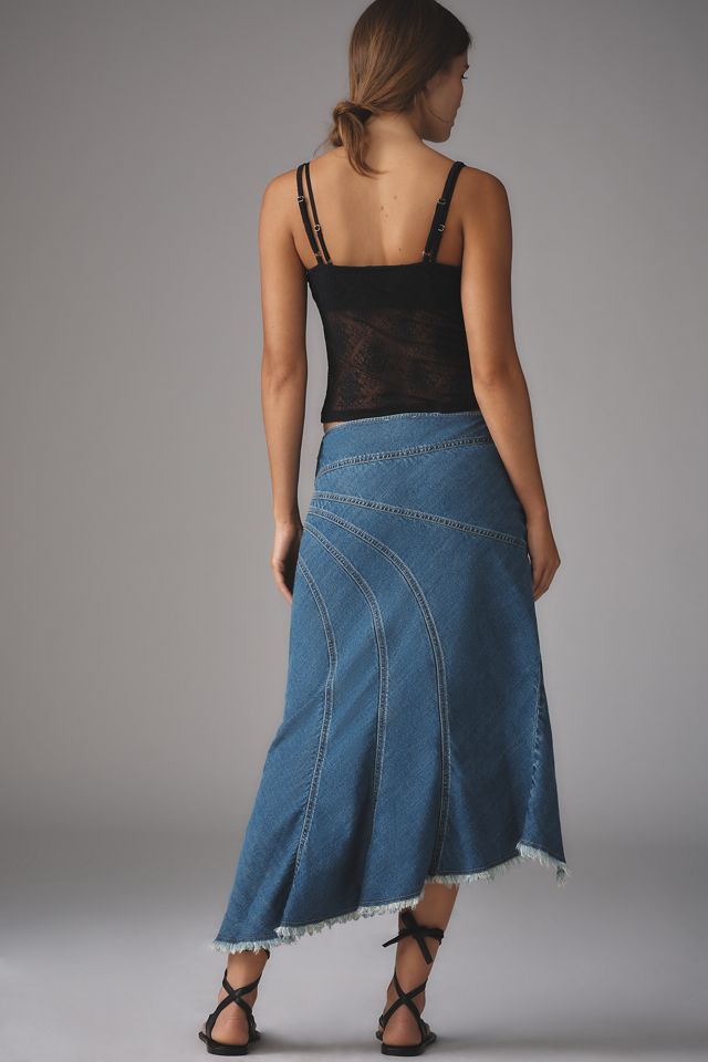 Pilcro Asymmetric Seamed Denim Midi Skirt #2