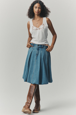 Pilcro Bubble Denim Knee-Length Skirt