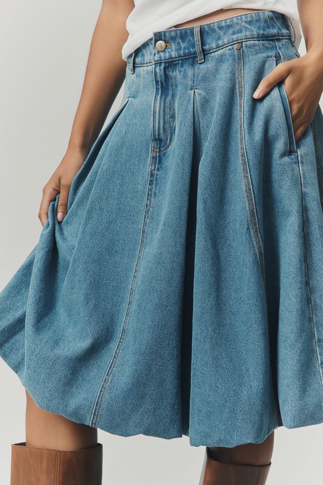 Pilcro Bubble Denim Knee-Length Skirt #1