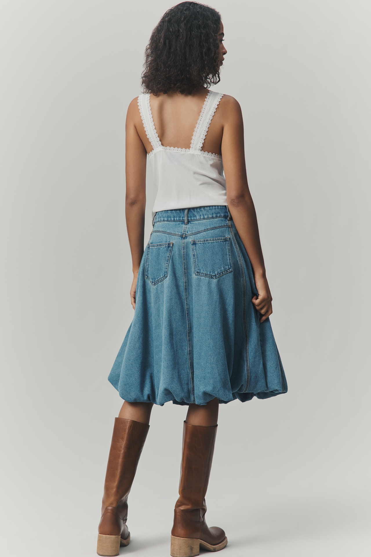 Pilcro Bubble Denim Knee-Length Skirt