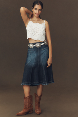 Pilcro Fluted Denim Midi Skirt product page