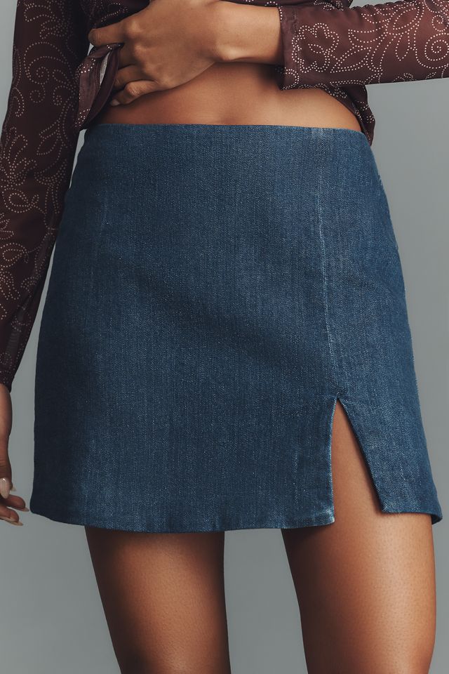 By Anthropologie Side-Slit Denim Mini Skirt #1