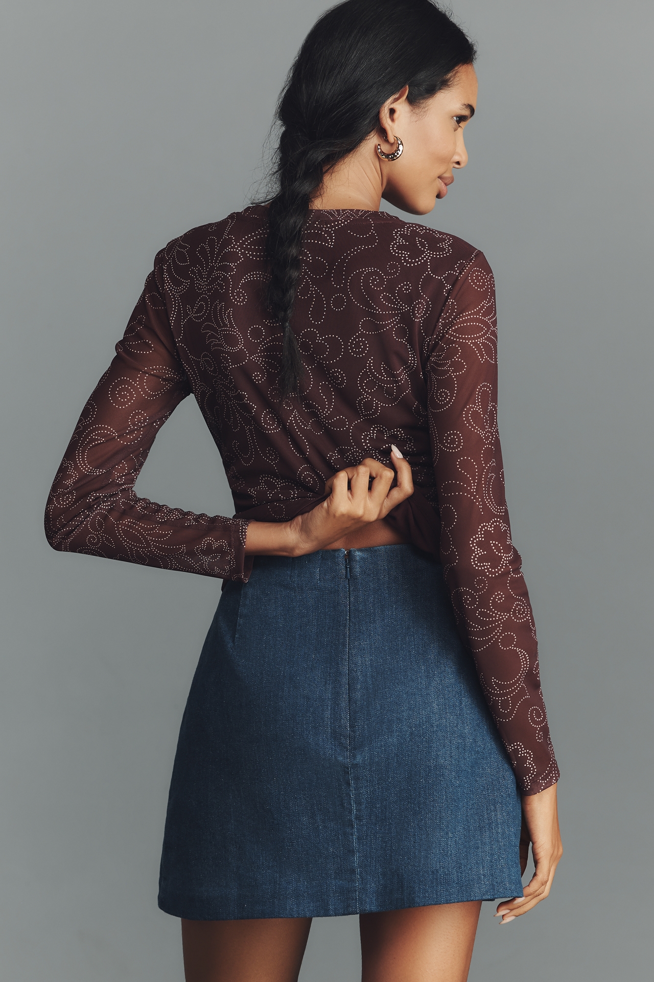 By Anthropologie Side-Slit Denim Mini Skirt