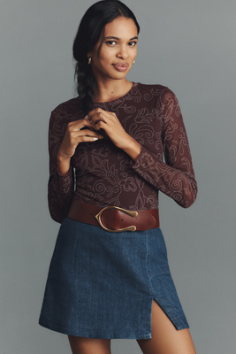 By Anthropologie Side-Slit Denim Mini Skirt