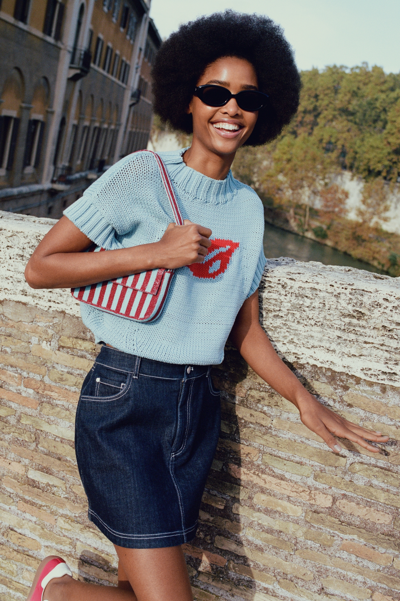 Pilcro Denim Bow Mini Skirt