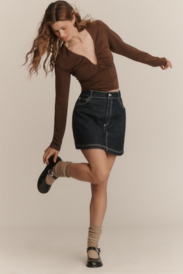 Denim Bow Mini Skirt